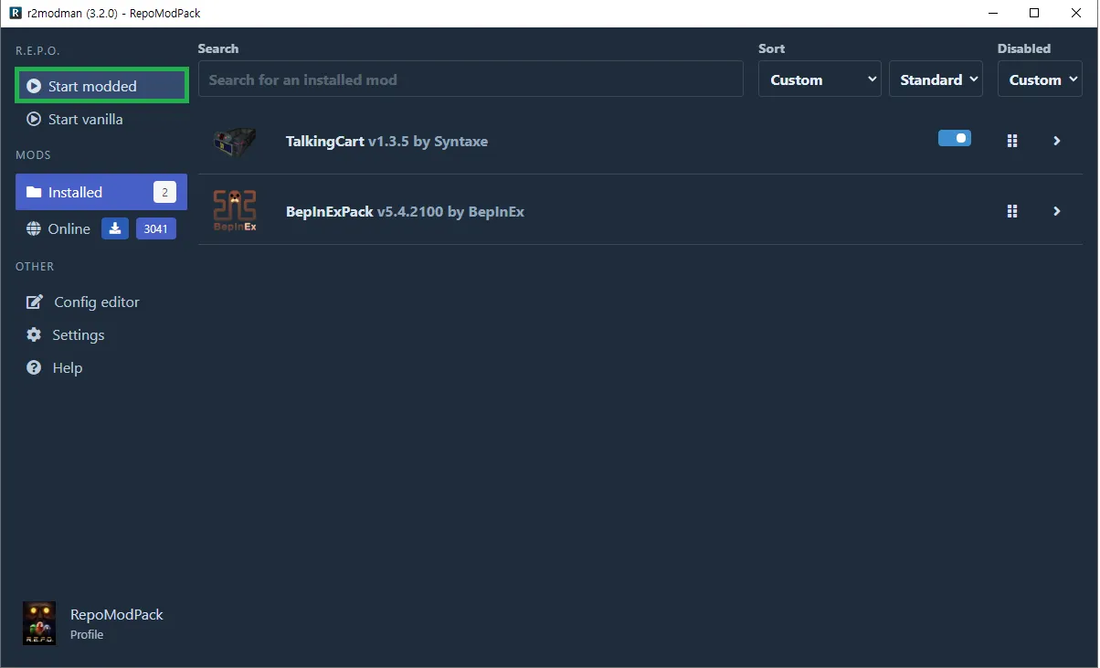 모드 적용 및 게임 실행