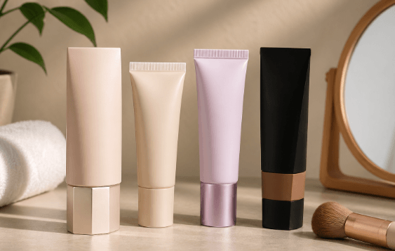 여러가지 파운데이션 베이스가 나열되있는 장면