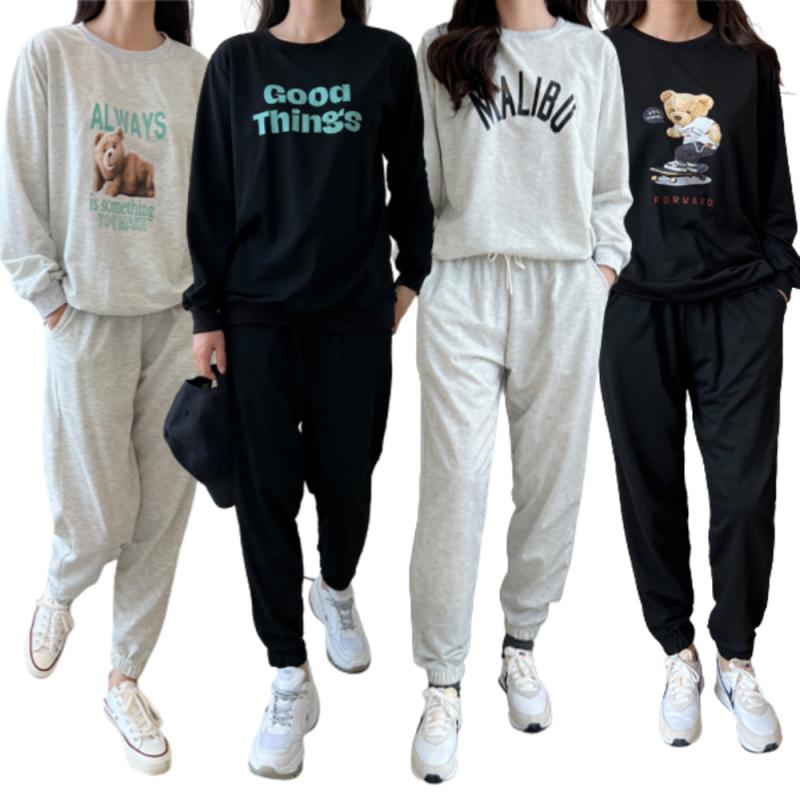 여성 트레이닝세트 여자츄리닝세트 여성트레이닝복 맨투맨 조거팬츠 봄 여름 운동복 엄마등원룩