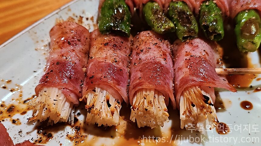 야키토리-하루-베이컨-팽이버섯-꼬치