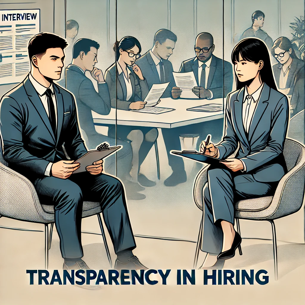 공정채용제도-다양한 직원을 대상으로 공정한 채용 면접 절차를 진행하는 모습