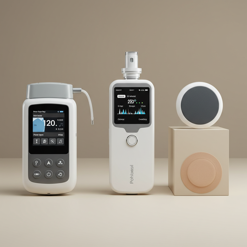 메드트로닉 미니메드, 탠덤 t:slim, 인슐렛 옴니팟 등 현재 상용화된 다양한 종류의 인공 췌장(자동 인슐린 주입) 기기들.