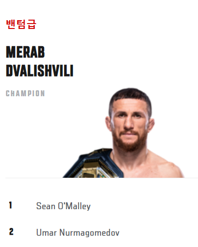 24-25년 UFC 경기일정 선수 랭킹