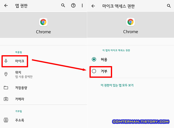 크롬 브라우저 마이크 권한 거부