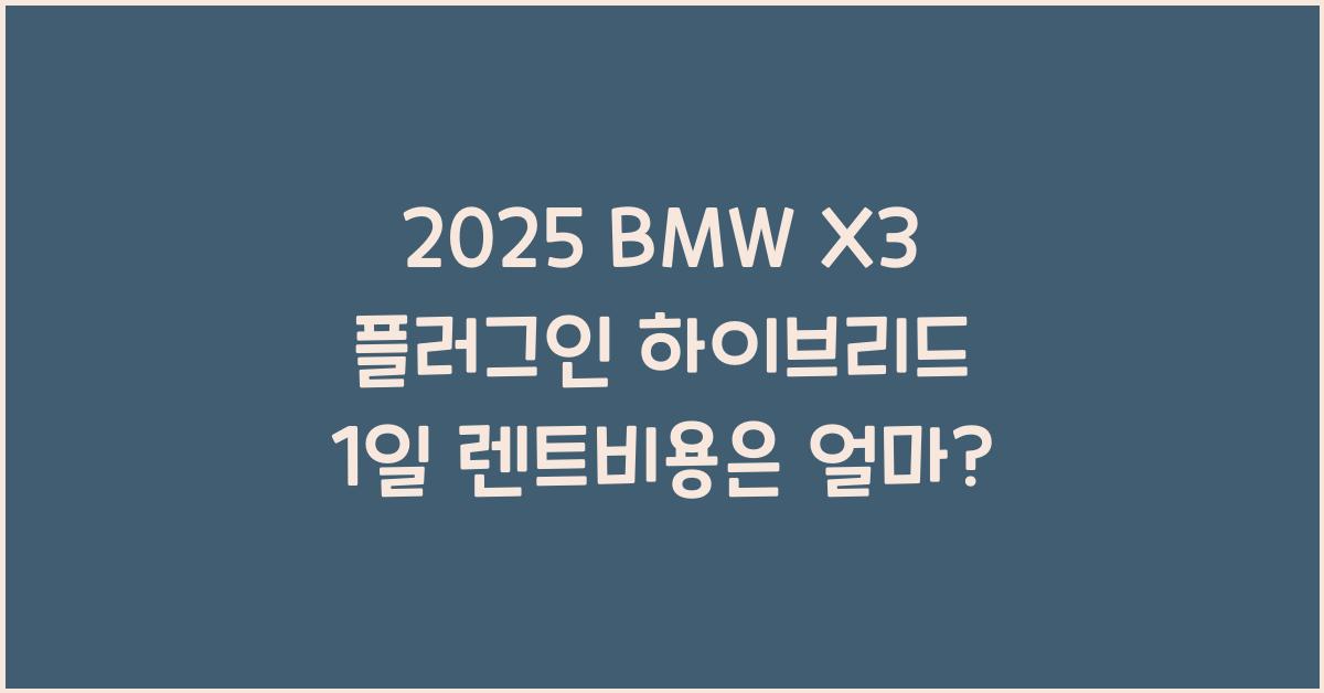 2025 BMW X3 플러그인 하이브리드 1일 렌트비용