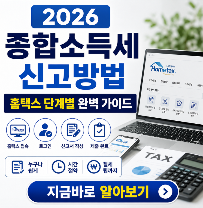 2026 종합소득세 신고방법: 홈택스 단계별 완벽 가이드 (5분 컷)