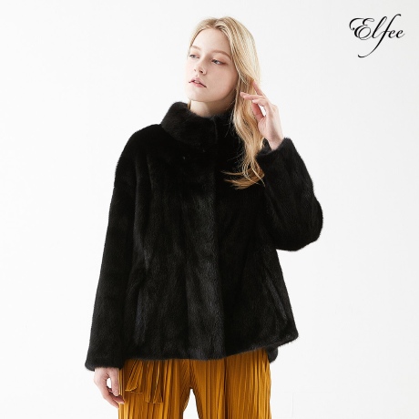 진도 엘페 휘메일 풀스킨 밍크 하프 코트 - EJ01