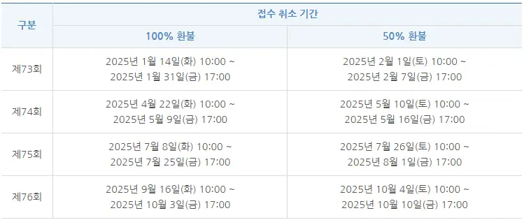 접수취소기간-환불안내