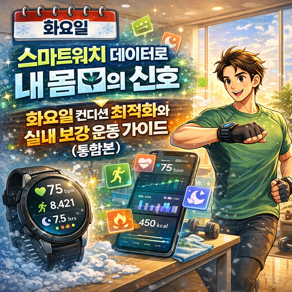 스마트워치 데이터로 읽는 내 몸의 신호: 화요일 컨디션 최적화와 실내 보강 운동 가이드 (통합본)
스마트워치, 러닝데이터, 가민, 애플워치, 컨디션관리, 홈트레이닝, 보강운동, 러너식단, 자기계발, 겨울운동꿀팁