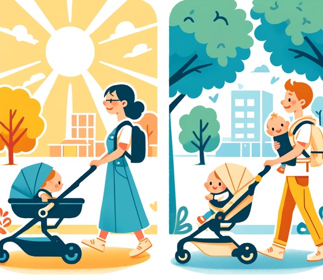 유모차와 아기띠 사진