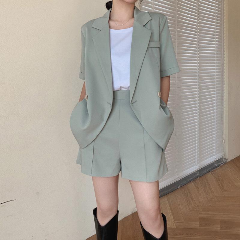 여자정장 여름 반팔 정장세트 바지염 직업 반바지