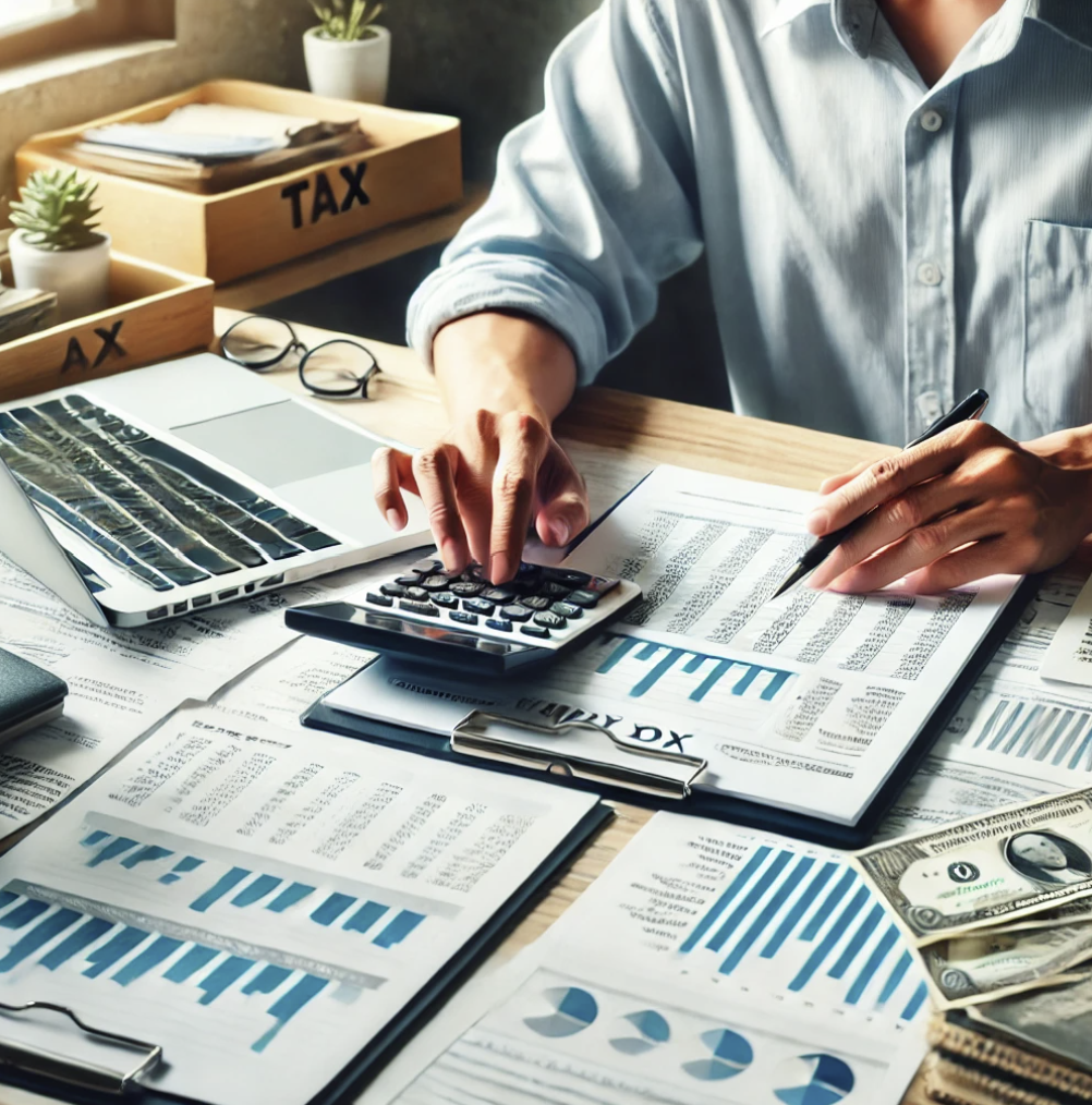 사업자가 세금 계산을 하는 모습