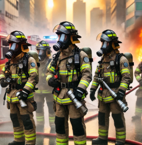 대기중인 소방관 사진