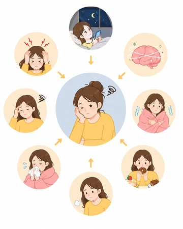 수면 부족으로 피곤한 몸 상태 모습16