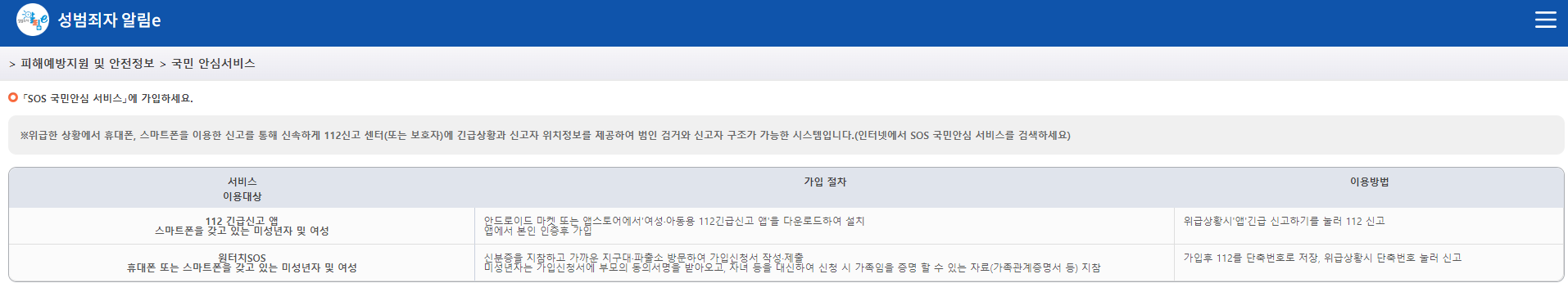 성범죄자 알림E-웹사이트
