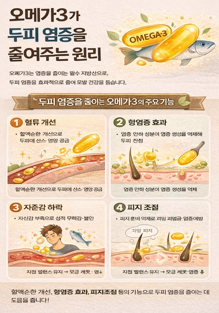 오메가3가 두피 염증을 줄여주는 원리