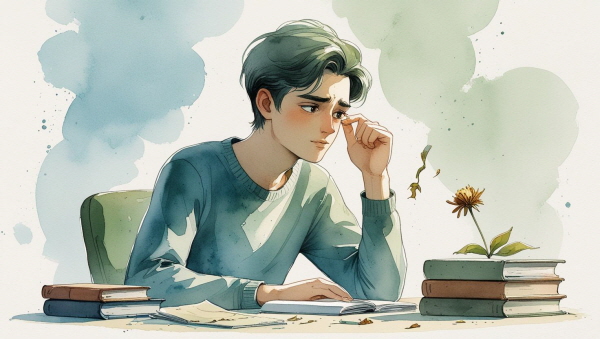 친구의 말이나 교사의 반응 등 일상적인 사건도 “이건 무슨 뜻일까?”, “내가 뭔가 잘못한 건 아닐까?”라는 식으로 반복 분석합니다에 관한 그림