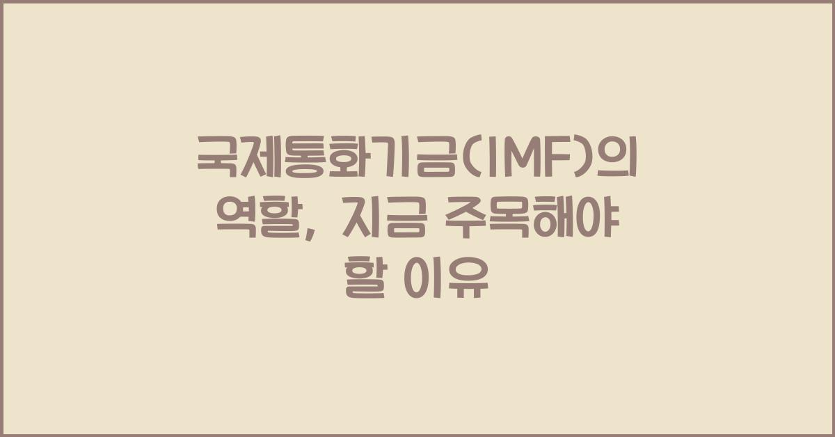 국제통화기금(IMF)의 역할