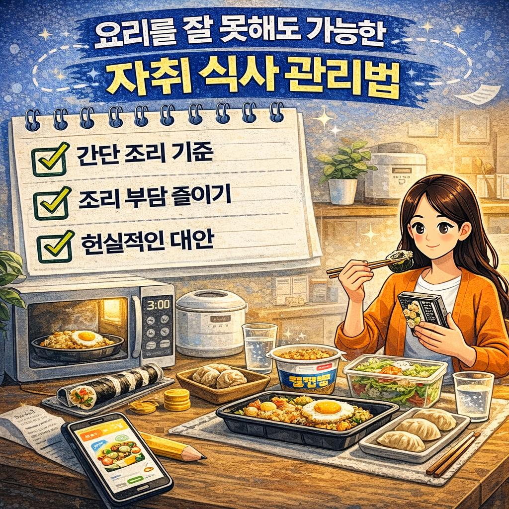 요리를 잘 못해도 가능한 자취 식사 관리법-간단 조리 기준과 조리 부담을 줄이는 현실적인 대안