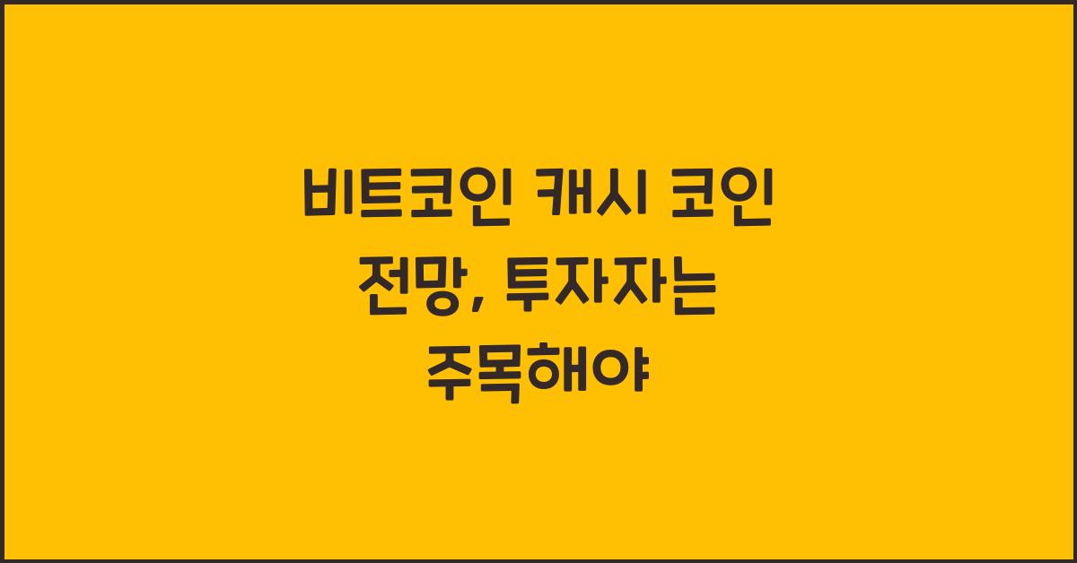 비트코인 캐시 코인 전망