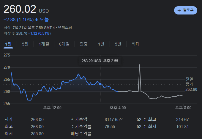 테슬라 종가