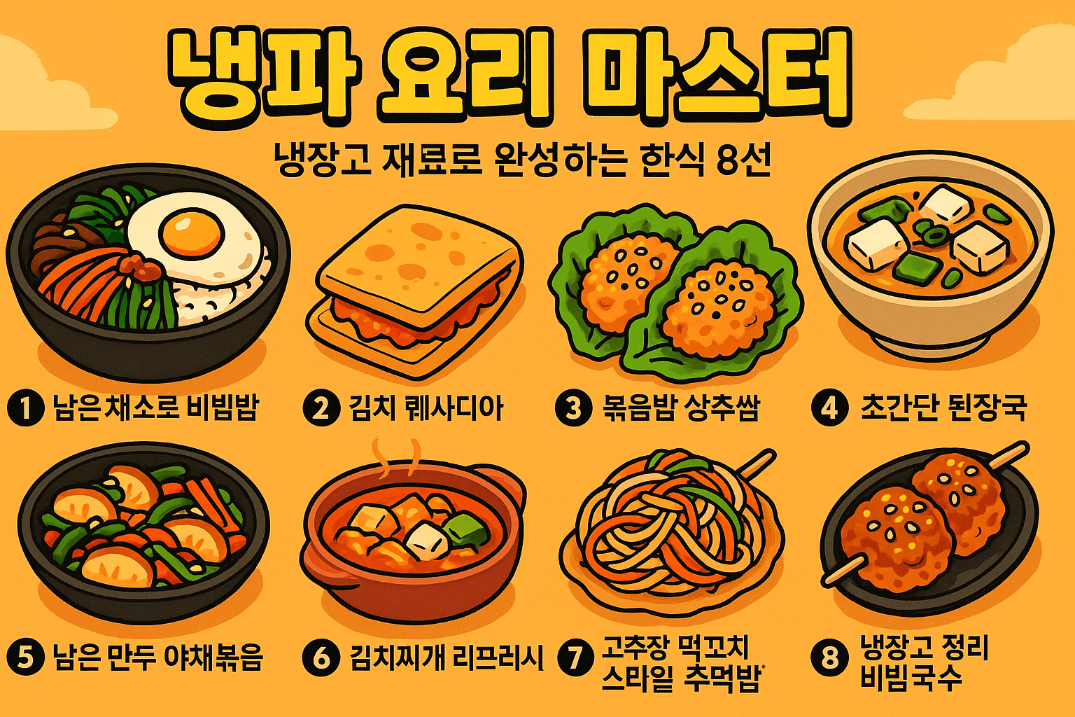 냉파 요리 마스터: 냉장고 재료로 완성하는 한식 8선