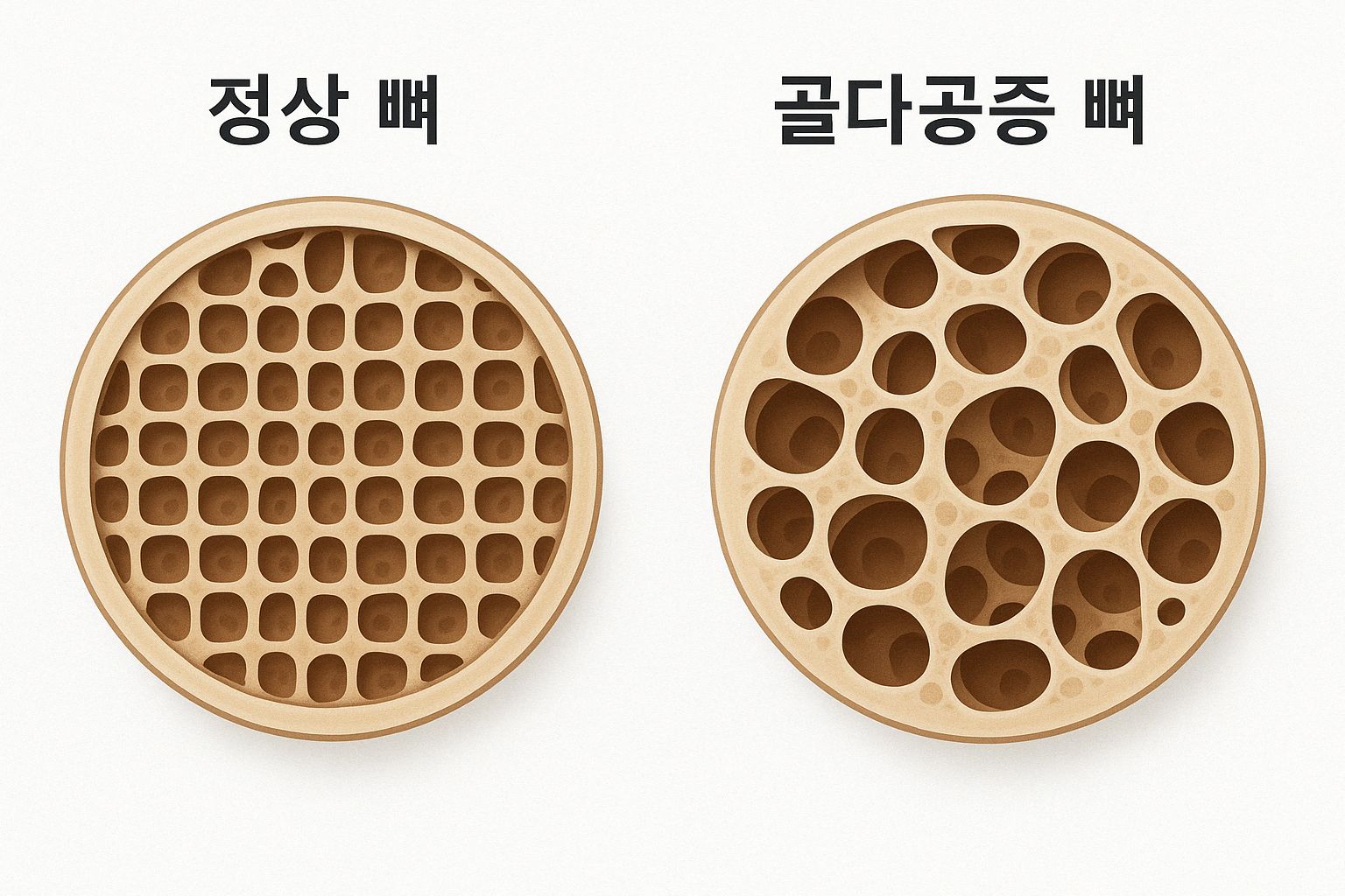 골다공증 비교 이미지
