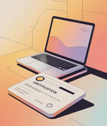 ITQ 자격증과 노트북 일러스트 예시 화면