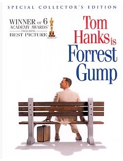 벤치에 앉아 있는 포레스트 검프 모습의 포스터