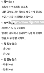 화학원소 테스트 mbti 마그네슘