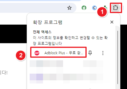 애드블록 실행