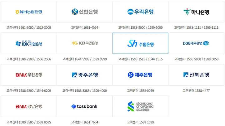 제휴 금융기관 리스트