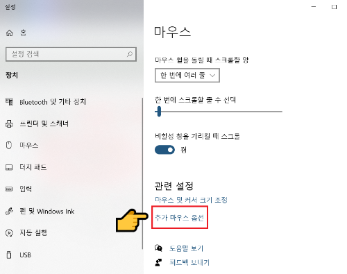 마우스 옵션 탭 사진