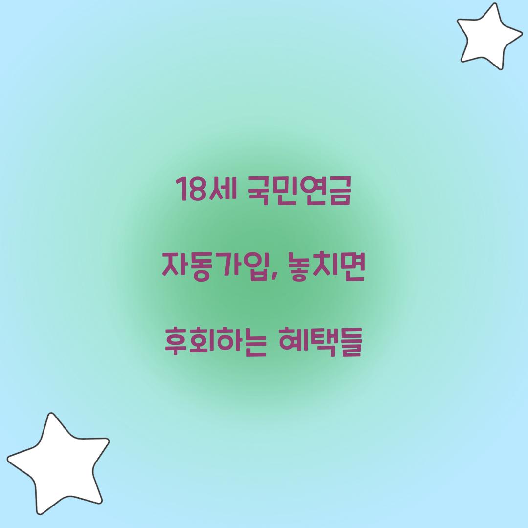 18세 국민연금 자동가입