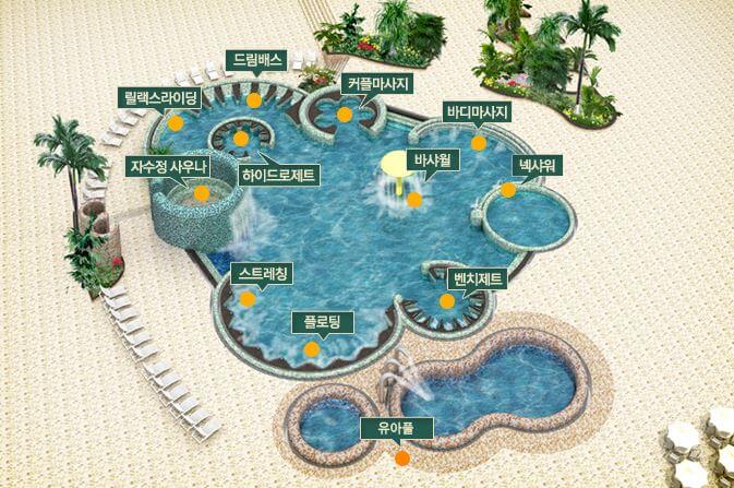 국내 온천 여행 파라다이스 스파 도고 배치도