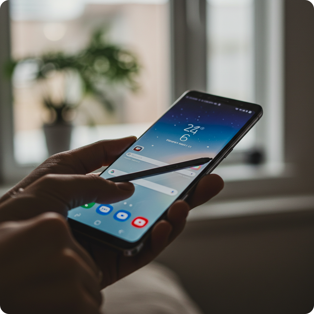 삼성 갤럭시 스마트폰이 화면을 캡처하는 장면