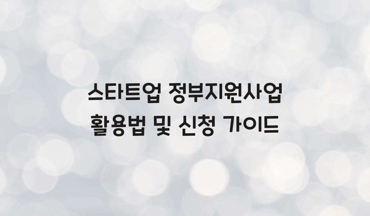 스타트업 정부지원사업