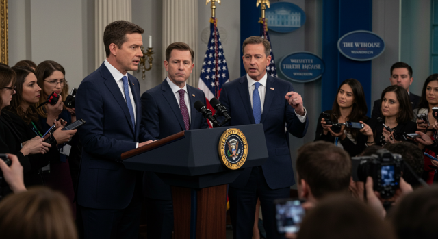 백악관에서 트럼프 대통령과 보건부 장관이 발표하는 모습