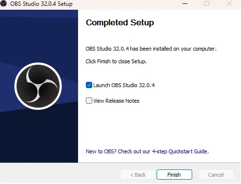 무료 PC 화면 녹화 캡처 OBS Studio 설치 완료