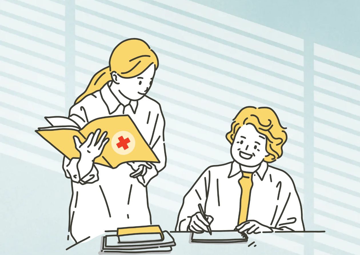 보험 청구용 서류를 발급받는 병원 접수 이미지