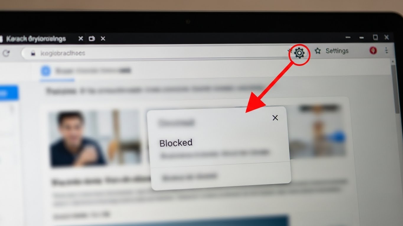 브라우저 설정에서 팝업 차단을 해제하는 과정을 보여주는 이미지