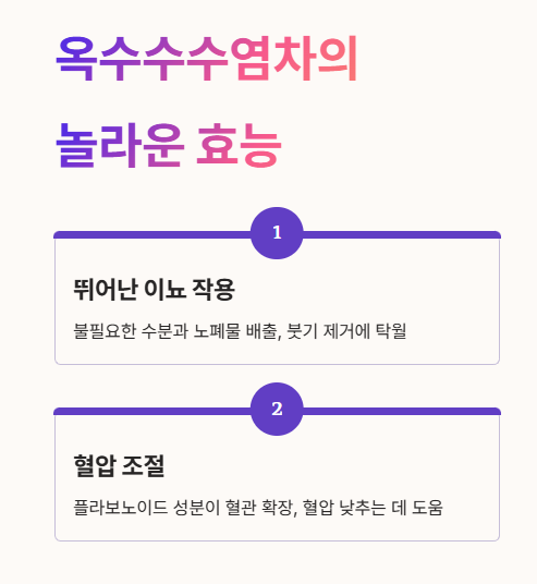 옥수수수염차 효능 : 이뇨작용, 혈압 조절