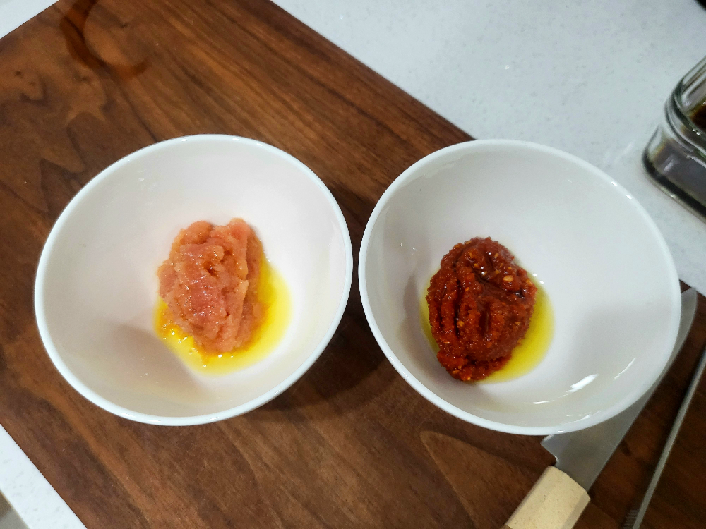 명란젓과 청어알젓에 들기름