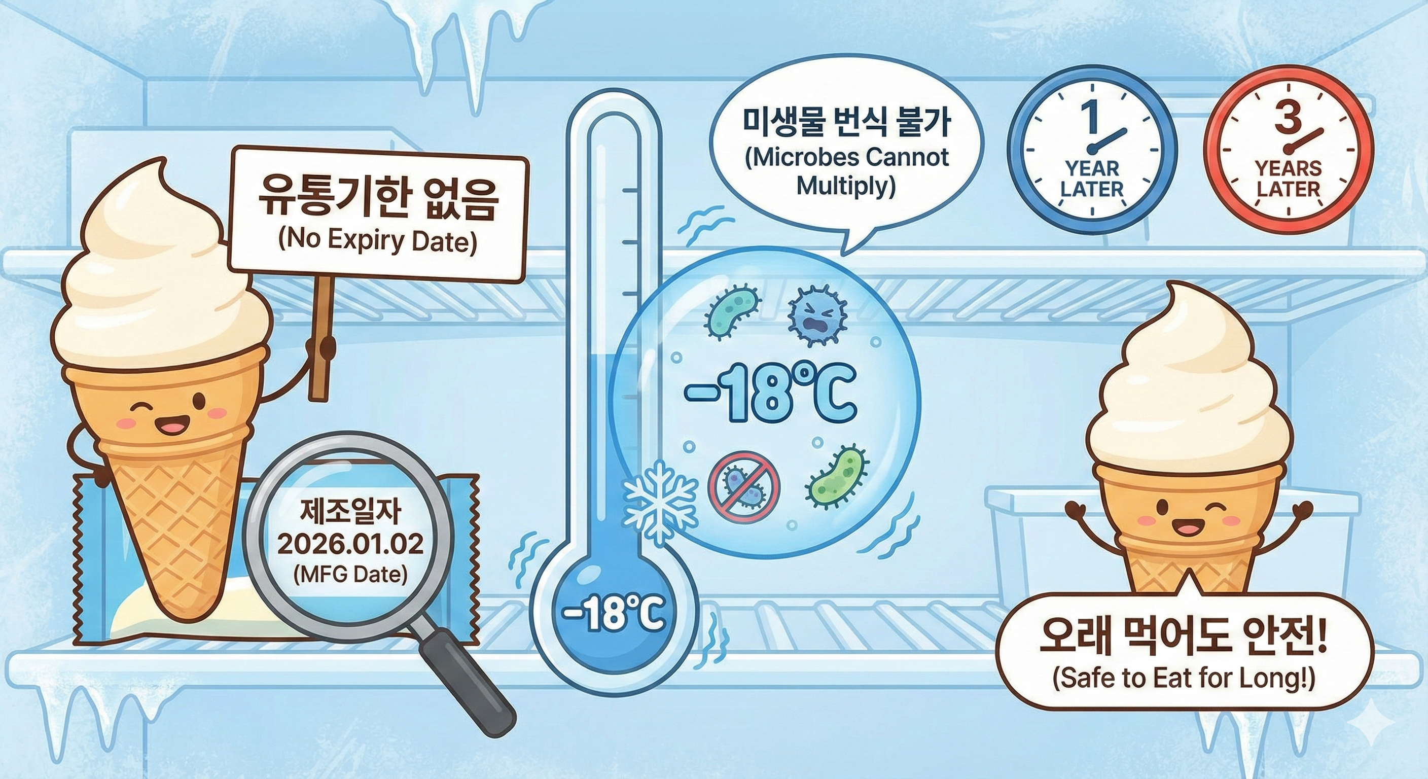 아이스크림이 상하지 않는 이유는?