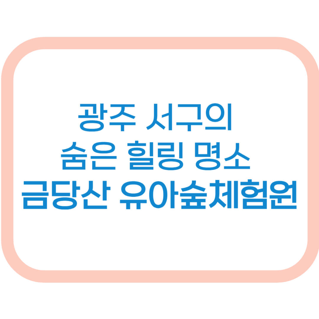광주 서구의 숨은 힐링 명소, 금당산 유아숲체험원