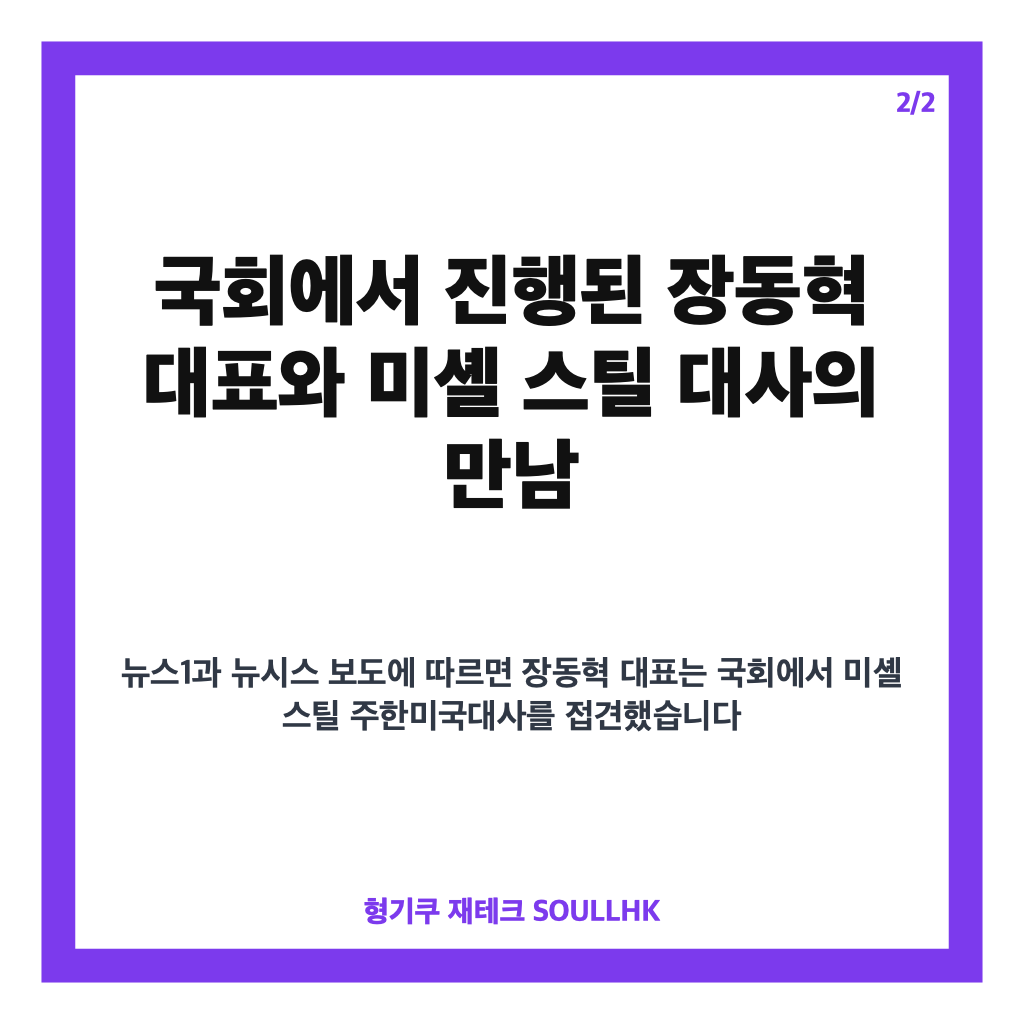 장동혁 대표 접견, 미셸 스틸 주한미국대사와 국회 만남 정리 카드뉴스 3
