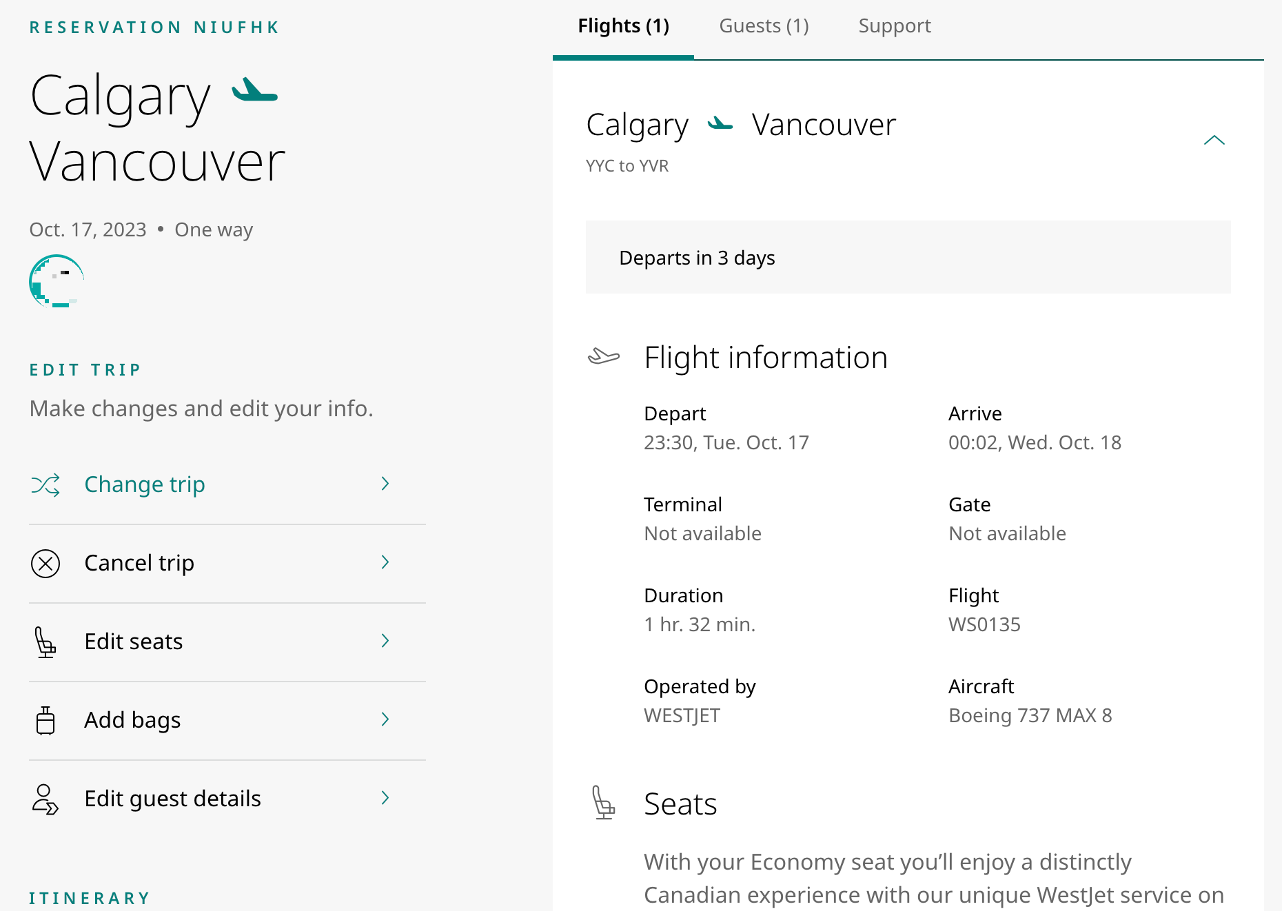 웨스트젯 웹체크인 위탁수하물 추가 요금 후기 Westjet