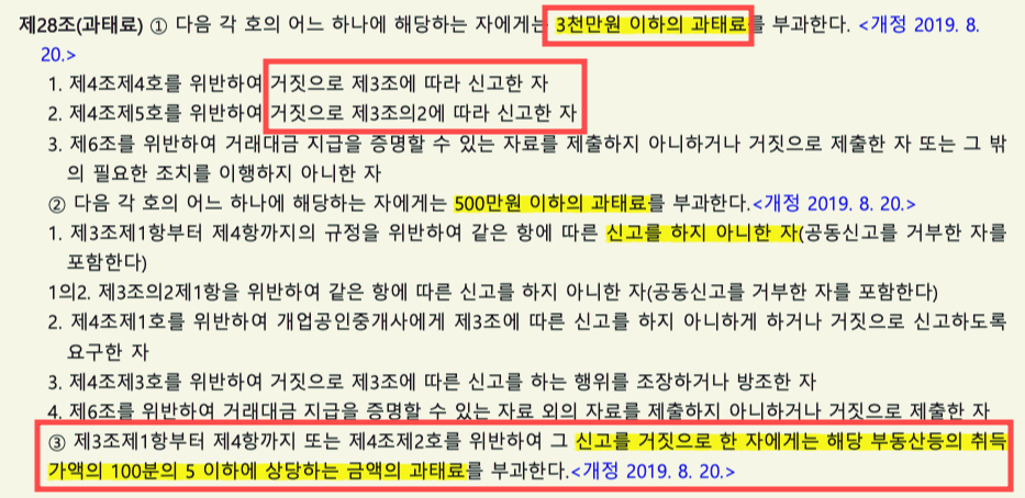 부동산 거래신고 등에 관한 법률 제28조