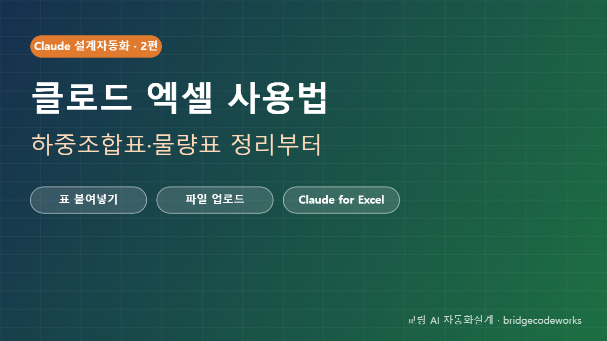 클로드 엑셀 사용법 - 하중조합표&middot;물량표 정리부터 대표 이미지