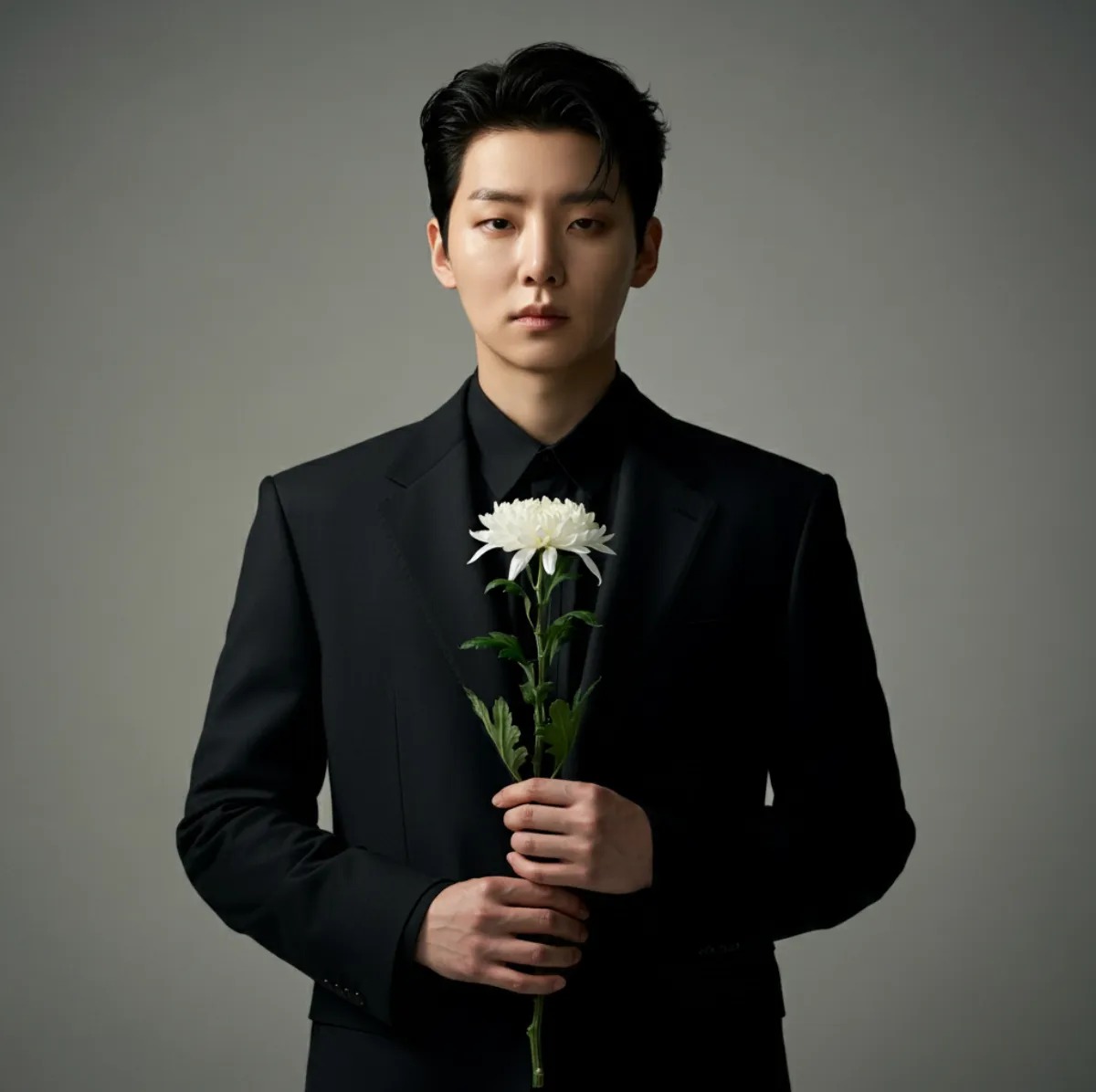정장입고-국화를-들고있는-한국남자